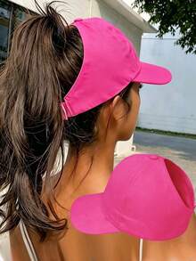 1/2件組 女款馬尾棒球帽 亂髮髻帽 防曬帽 戶外沙灘帽 - rose cap - 查看 3