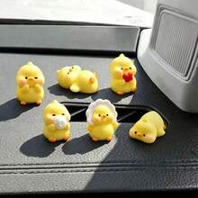 6pcs Creative Cute Cartoon Little Yellow Duck Car Dashboard/Desktop Ornament/Car Center Console Display Screen Little Yellow Duck Decorative Ornament - Little Yellow Duck - View 6