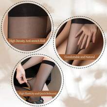 6 Pairs Fashion Solid Black Over-The-Knee Long Stockings, Sexy Transparent, Can Be Paired With Boots/Loafers/High Heels, Suitable For Couples Daily Wear - Multicolor - View 9