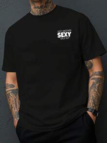 Chemise de sport décontractée pour hommes à manches courtes, imprimé "Just Another Bald Guy", design d'homme chauve, col rond, stylé, coupe ample, nouveau modèle, imprimé double face sur le devant. - Blanc - Voir 5