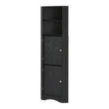 Bathroom Cabinet, Corner Unit With Two Storage Compartments, Open Compartment With Adjustable Shelf, 36.5 X 36.5 X 155 Cm - Black - View 1