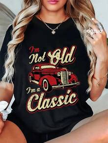 Camiseta 100% Algodón Unisex para Fanáticos de Autos Clásicos, con la Frase 'No Soy Viejo, Soy un Clásico', Camiseta de Regalo, Top Casual VMUL - Negro - Ver 1