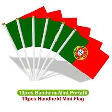 1pc 3x5ft Double-Sided Printed Portugal Flag And 10pcs Mini Handheld Portugal Flags, Made Of Sun-Resistant UV-Protected Polyester Material, Perfect For Outdoor Holiday Decoration And Expressing Passionate National Pride! - Portugal - View 10