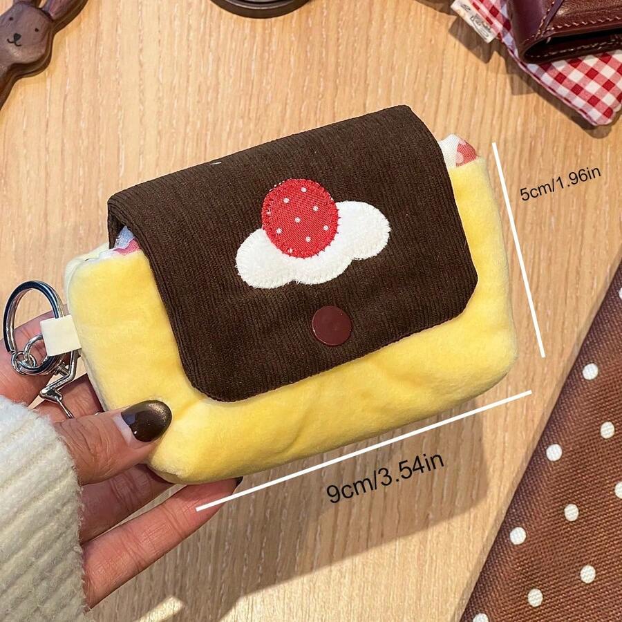 1pc Pudding Mini Coin Purse & Card Holder. Compact And Portable, Can Store Cash, Cards, Coins, Earphones & Keys. Perfect For Daily Use.