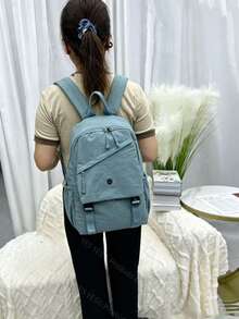 Women's Oxford Backpack - Large Capacity - 39 Cm High - With Multiple Compartments For School, Travel And Work - Ice Crystal Blue - View 2