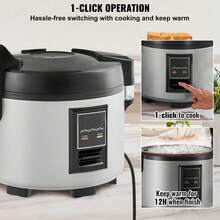 Commercial Rice Cooker, 20 Cup Rice Cooker, Large 3.6L Rice Cooker With Warming Function, Non-Stick Inner Pot, Fast Cooking And 12-Hour Keep Warm Function, Includes Rice Cup And Spatula, CETL Certified. - 20 Tazas - View 6