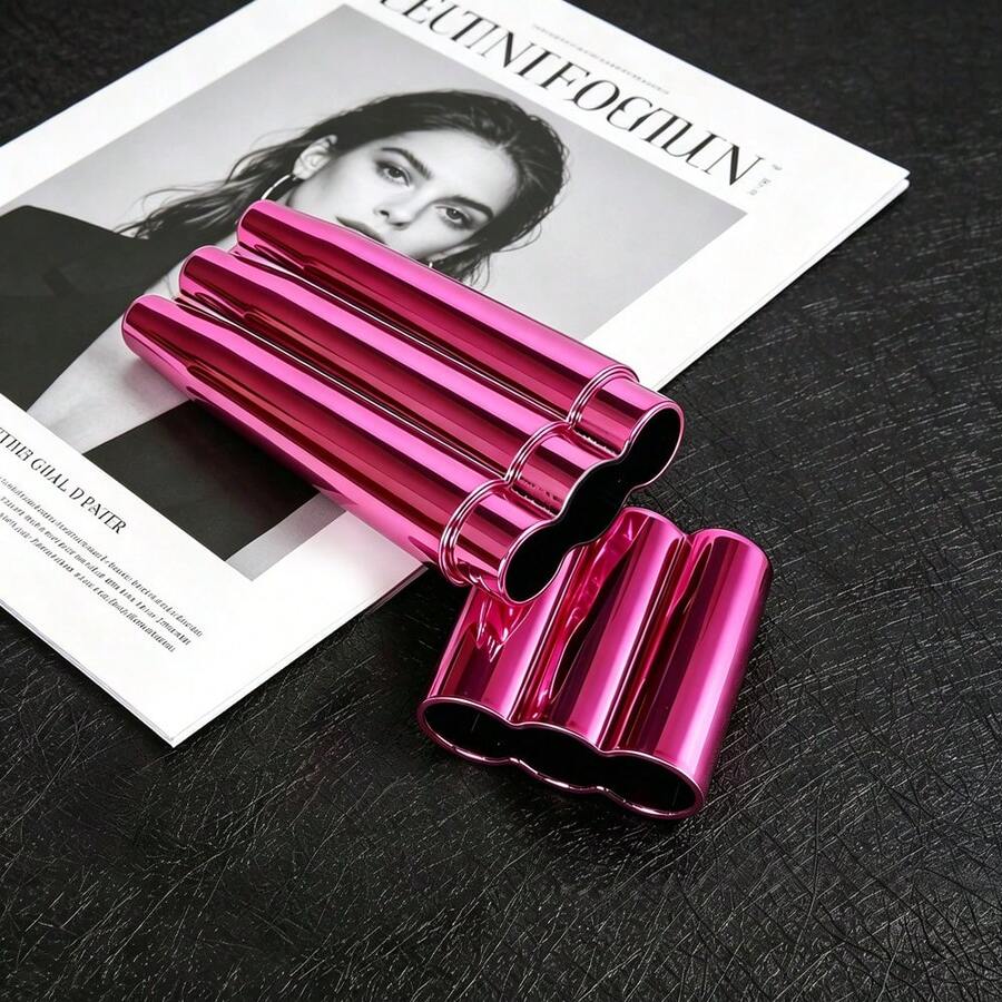 1PC, Pink Mirror Electroplated 3-In-1 Storage Tube, 2-Section Detachable 3-Compartment Independent Moisture-Proof Sealed Portable Dispenser Tube, Smoking Accessories
