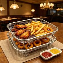 Household Stainless Steel Air Fryer Rack, No-Flip Easy-To-Clean Filtering Draining And Oil-Draining Rack - Deep Fryer Grill - View 5