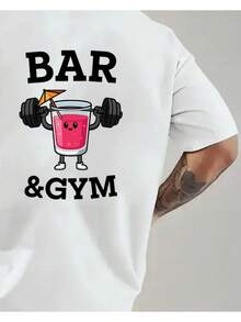 Camiseta de hombre de talla (1XL-5XL) con hombros caídos, camiseta holgada para hombre con diseño de doble cara para cócteles y fitness, nueva ropa de hombre a la moda, 1 camisa esenc - Blanco - Ver 4