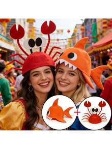 1 Stück lustiger Partyhut, Krabben- und Haidesign, Unisex, geeignet für Halloween, Valentinstag, Geburtstagsparty und Themenveranstaltungen - Übersicht 4
