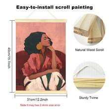 1 pièce Affiche sur canevas encadrée/non encadrée contemporaine bohème afrocentrique mode rouge sombre abstrait fille africaine féminine impression d'art mural pour couloir, entrée, décoration esthétique, peinture sur rouleau pour dortoir, salon, chambre, décoration de maison moderne - B - Voir 12