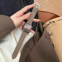 1件女款PU圓形錶帶，相容於Apple Watch 38MM 40MM 41MM 42MM 44MM 45MM 46MM 49MM Ultra 11/10/9/8/7/6/5/4/3/2 SE - gray brown silver - 查看 2
