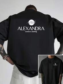 Camiseta de hombre con hombros caídos, ALEXANDRA, camiseta holgada para hombre con diseño de doble cara, nueva ropa de hombre a la moda, una prenda esencial para hombre con diseño moderno en - Negro - Ver 1