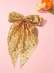 1pc Girls Glitter Bow Hair Clip, Suitable For Party, Wedding, Performance - Multicolor - View 13