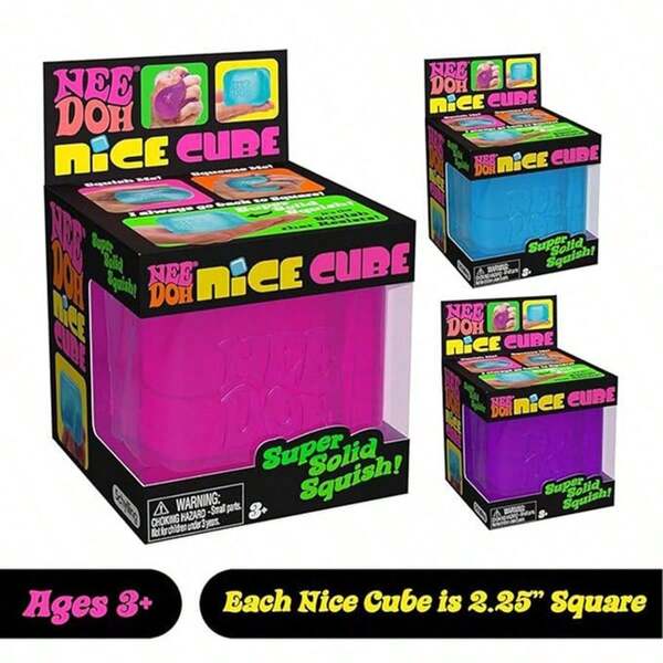 Іграшка-антистрес Schylling NeeDoh Comfort Cube, квадратна, 2.25 дюйма, яскравий ретро-колір, прозора желеподібна текстура, поєднує зняття стресу та сенсорну стимуляцію, підходить для дому, офісу, подорожей, випуску, Дня Незалежності, літнього дня народження, нагороди в класі та подарунка на вечірку