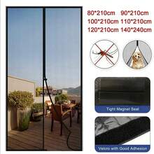 8 New Sizes Magnetic Door Curtain, Auto-Closing Mosquito Net Door Screen, Insect & Fly Proof Partition Curtain, Practical Indoor Summer Tool - Black 1pc - View 4