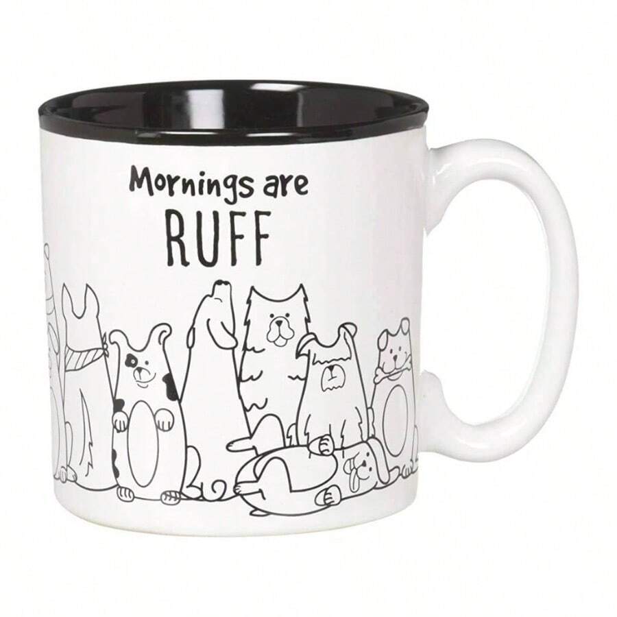 and Mornings are Ruff - Taza de caf de cermica, 13 onzas - negro/Blanco - Ver 1
