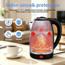 2L Hervidor de Agua Eléctrico Tetera de Acero Inoxidable, Calentamiento Rápido con Apagado Automático, Ideal para Té, Café y Uso Diario en la Cocina - Tipo de Enchufe A USA (110-127V) - Ver 4
