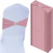 10 buah Tali Pengikat Dekoratif Sandaran Kursi Spandex, Pita Kursi Elastis dengan Pita dan Gesper Berbentuk Mahkota, untuk Dekorasi Wisuda, Prom, Pernikahan, Pesta dan Perjamuan - Rose Gold - View 7