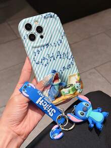 Disney Has Authorized, Phone Case - Chain Set, The Stitch Lilo & Stitch 3D Phone Case Plus A Silicone 3D Stitch Bracelet With Metallic Ring Removable Bracelet, Stitch And Angel Pattern, Compatible With Iphone17/16/15/14/13/12/11/XS/XR/X Plus Pro Max, A Stylish Cartoon Phone Case, The Perfect Gift Choice, Phone Protection, Durable Phone Cover, Great Gift For Friends And Family. - 白色 - 查看 1
