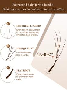 CoMango 12Rows D Curl Brown Small Spacing 3D/4D/5D W Shape Eyelash Extensions 0.07/0.1MM Narrow W Style Fluffy Wispy Lashes Super Soft Lashes Supplies - D - View 2