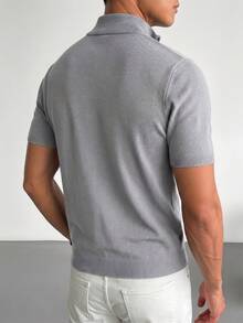 GRDR Men's Summer Half-Zip Solid Color Short Sleeve Knit Sweater, Suitable For Summer Outings, Essential For Fashionable Styling - White - View 10