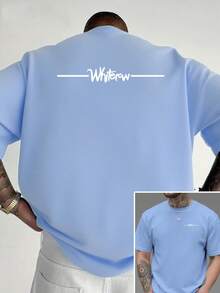 Whiterow, nueva camiseta de cuello redondo para hombre con diseño caligráfico y estampado a doble cara, estilo casual, deportivo, moderno y holgado, para estudiantes y adolescentes, de manga - Negro - Ver 8