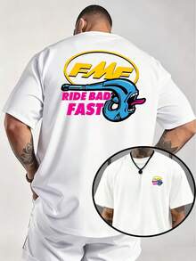 Camiseta de Motociclista  RIDE FAST DIE para Hombre - Camiseta de Verano , de Corte Holgado y Manga Corta, Tela para Entusiastas de las Motos (Regalo) - Blanco - Ver 3