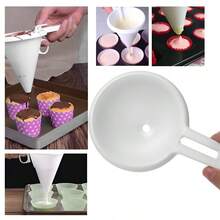 1/2Pcs Dispensador de Masa Manual para Hornear - Vertedor de Plástico para Panqueques & Cupcakes, Dispensador de Chocolate Ajustable, Herramienta Multifuncional de Horneado Doméstico con Soporte - Ideal para Restaurante, Camión de Comida, Herramientas de Decoración de Pasteles de Panadería - Eid Al-Adha Mubarak - Blanco - Ver 6