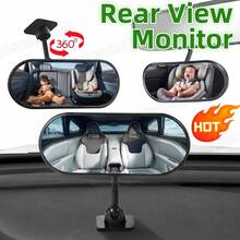 1pc 360° Adjustable Car Baby Rear View Mirror, Baby Back Seat Mirror, Wide Angle Curved Car Rear View Observation Mirror, No-Installation Car Interior Rear View Mirror, Car Back Seat Sight Reflection Accessory - Multicolor - View 1