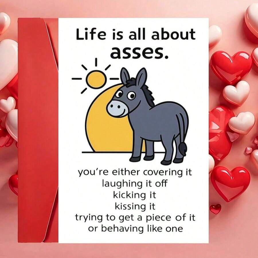 1 قطعة "Life Is All About The Butt" بطاقة عيد ميلاد حمار مضحكة مع ظرف، نكتة فكاهية، تحية للأصدقاء والزملاء، فارغة من الداخل - أطقم - مشاهدة 1