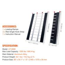 Tri-Fold Loading Ramp, 85 X 54 In, Non-Slip Aluminum Trailer Ramp With Compact Design, Easy Storage, 1500 Lbs Weight Capacity, For Snowmobiles, ATVs, Tractors, Lawn Mowers, Carts, Motorcycles - 85 x 54 in - 查看 11