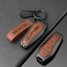 Metal & Leather Car Key Cover Case Shell Protector For BYD EV Tang DM Qin Plus Song Pro Max Yuan Dolphin E2 Atto 3 - BYD - View 4