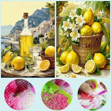 2pcs DIY Diamond Painting Sticker Embroidery Flower Floral Lemon Home Decor Full Drill 30*40cm - Sets - View 8