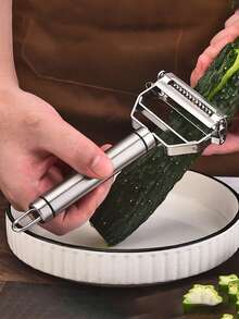 1個不鏽鋼多功能削皮器與刨絲器，廚房水果與蔬菜切碎器，手動食物處理器，感恩節與聖誕節廚房必備工具 - 彩色 - 查看 2
