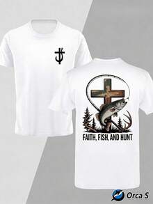Camiseta de hombre de talla con estampado a doble cara - Diseño moderno con estampado frontal y trasero, camiseta de estilo urbano, ropa deportiva para exteriores, camiseta de cuello - Blanco - Ver 1