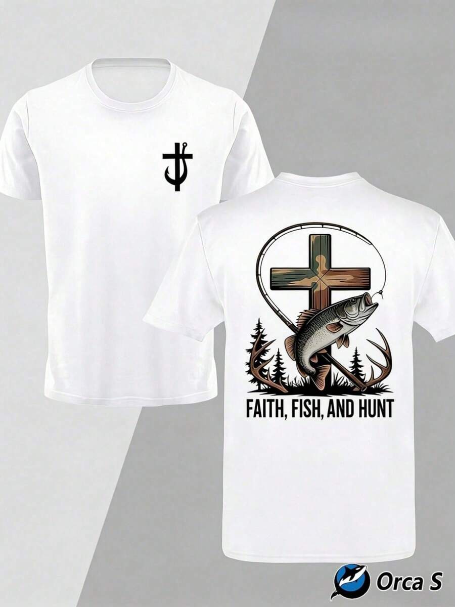 Camiseta de hombre de talla con estampado a doble cara - Diseño moderno con estampado frontal y trasero, camiseta de estilo urbano, ropa deportiva para exteriores, camiseta de cuello - Blanco - Ver 1