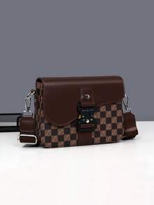 Men's Box Bag Crossbody Shoulder Bag Small Square Bag Buckle Monogram Business PU Waterproof Wallet Unisex Business Storage Bag Suitable For Business Travel Toiletry Storage Tool Bag Large Capacity Easy To Carry Black Clutch Handbag Office Supplies Vintage Men's Gift Peach Tree - Black - View 11