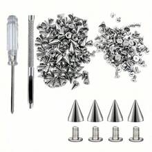 100pcs Punk Rivet Screw Studs, 7 X 10mm, Rust-Resistant Decorative Rivets, Clothing Screw Rivets, DIY Rivets, Screw Studs, Metal Gothic Spikes, Decorative Rivets, Pointed Rivets, Suitable For Bags, Clothing, Shoes - A - View 1