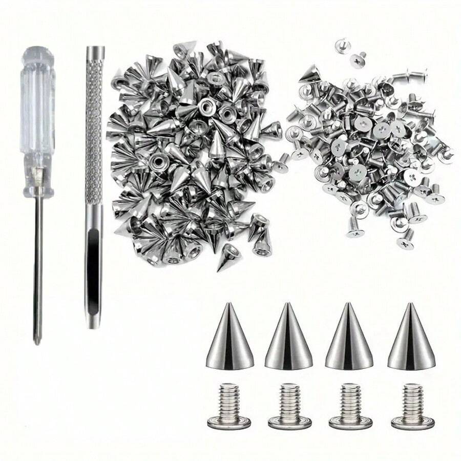 100pcs Punk Rivet Screw Studs, 7 X 10mm, Rust-Resistant Decorative Rivets, Clothing Screw Rivets, DIY Rivets, Screw Studs, Metal Gothic Spikes, Decorative Rivets, Pointed Rivets, Suitable For Bags, Clothing, Shoes - A - View 1