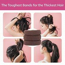 Burlybands Los mejores lazos para pelo grueso, pesado o rizado. No se resbala ni se estira fuera. Corbatas sin costuras para pelo grueso - 3 unidades de color gris claro. - Ver 3