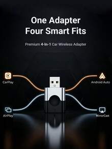 XUDA 2026 Adaptor 4in1 Terkecil Baru CarPlay/Android Auto/AirPlay/MirrorCast, Wifi 5.0GHz, Pembaruan OTA, Kotak Mini AI Berkabel ke Nirkabel - A - View 5