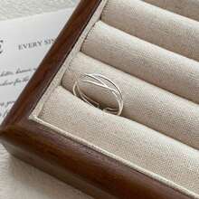 Anillo abierto de plata de ley S925 con textura irregular YWB-B285 - Plateado - Ver 7