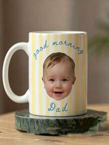 Customized Personalized Baby Face Mug, New Dad Custom Photo Mug, First Father's Day Gift From Baby, New Dad Golf Enthusiast Gift, Best Father Keepsake - Multicolor - View 5
