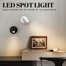 1件裝可充電磁吸式LED室內燈，USB充電，三色可調光，350°旋轉，電池供電壁燈，適用於臥室、床頭櫃、藝術品、繪畫、盆栽植物、攝影 - 彩色 - 查看 6