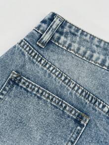 Women's Summer Street Fashion Washed Asymmetric Pocket Mini Denim Skirt Casual - Light Wash - View 8
