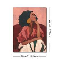 1 pièce Affiche sur canevas encadrée/non encadrée contemporaine bohème afrocentrique mode rouge sombre abstrait fille africaine féminine impression d'art mural pour couloir, entrée, décoration esthétique, peinture sur rouleau pour dortoir, salon, chambre, décoration de maison moderne - B - Voir 16