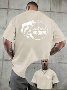 Una camiseta casual para hombre con un diseño creativo y estampados artísticos para los amantes de la pesca de fin de semana, con patrones impresos tanto en la parte delantera como en la tra - Blanco - Ver 6
