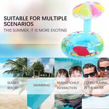 Asiento Inflable para Piscina con Forma de Hongo Azul, Flotador Inflable de PVC para Niños de 1 a 3 Años, Anillo de Natación con Bomba de Pie - 1 - Ver 6