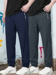 2pcs/Set Casual Outdoor Workout Drawstring Pants For Teen Boys - Multicolor - View 8